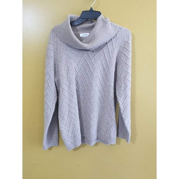 Calvin Klein Cotton Blend Cowl Neck Sweater L Designer Classic - Picture 1 of 5